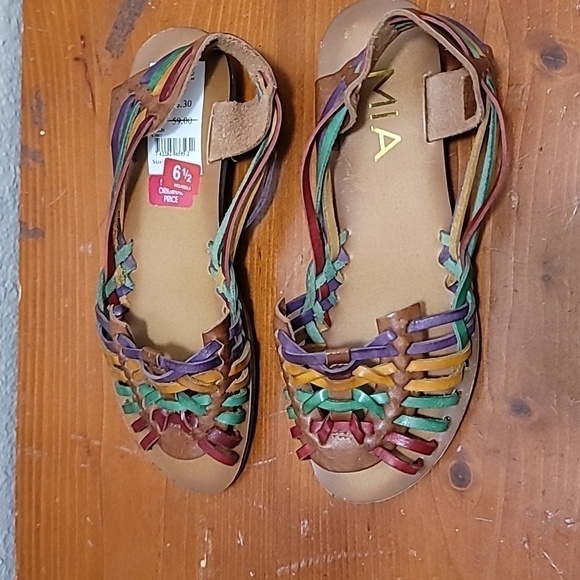 MIA WOMEN'S COLORFUL MULTICOLOR LEATHER HUARACHES BOHO BOHEMIAN HIPPIE SIZE 6.5 - Picture 4 of 10